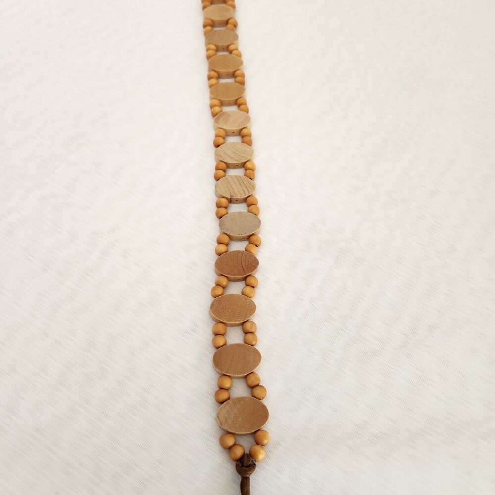L.E.I. Belt Women's M/L Beige Beaded Wood Tie Waist Belt 90's Y2K Southwestern - Picture 11 of 13